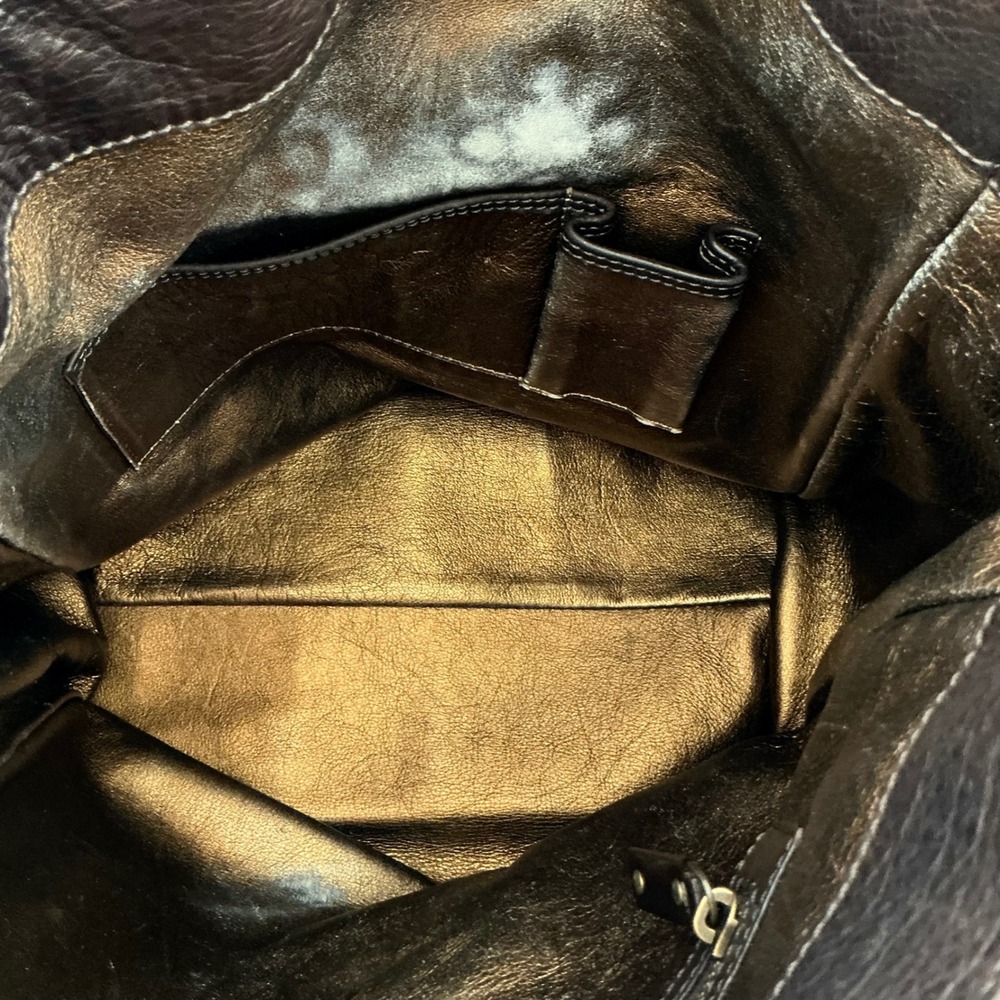 VTG Michael Kors Studded Leather Hobo Dark Brown Bag Gold Hardware Italy Made‎ - Picture 7 of 16